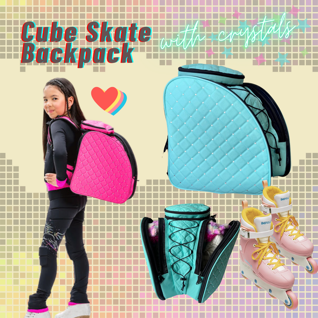 CUBE Skate Backpack Pink with crystals. (for Figure & Inline skates only)
