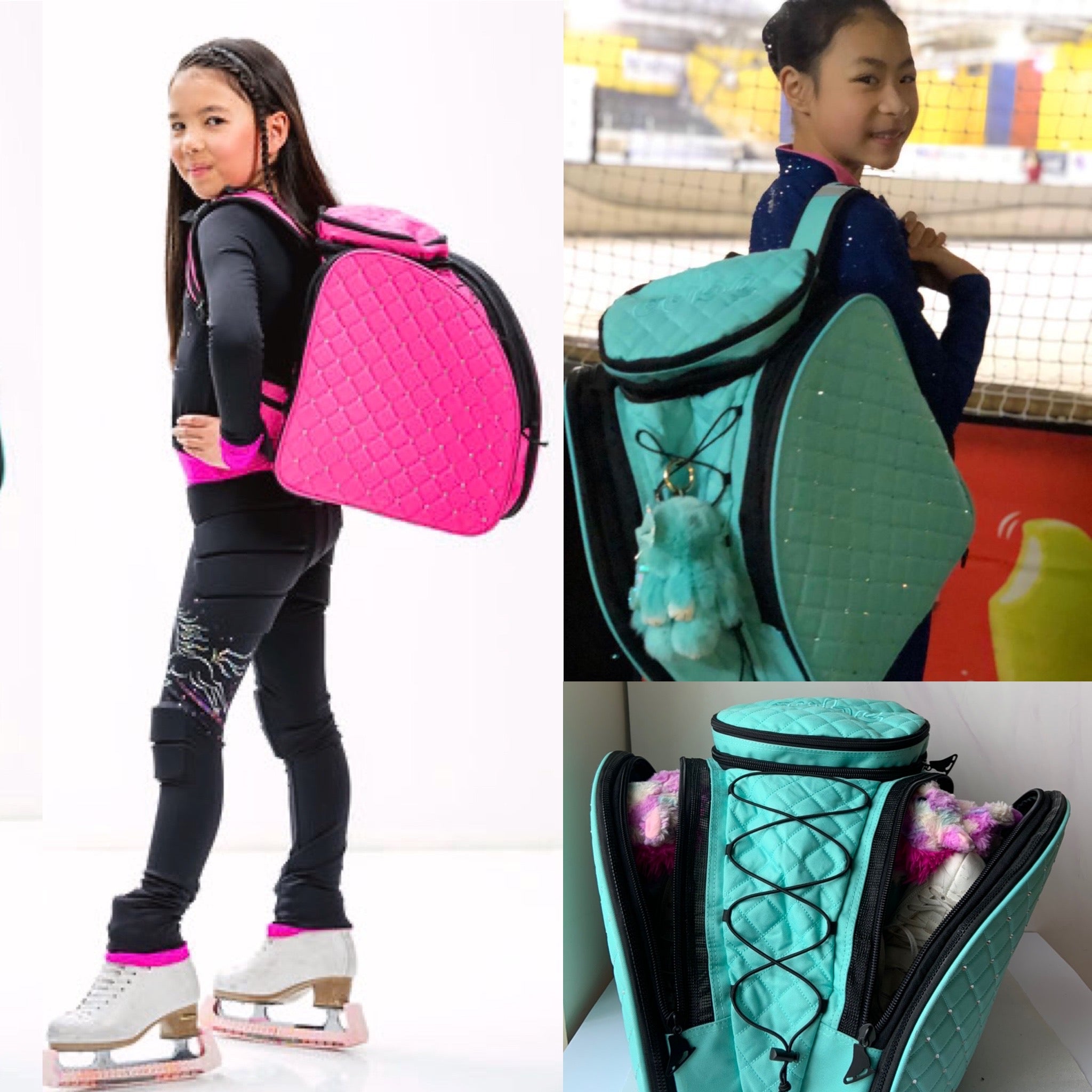 CUBE Skate Backpack Mint Green with crystals (for Figure & Inline