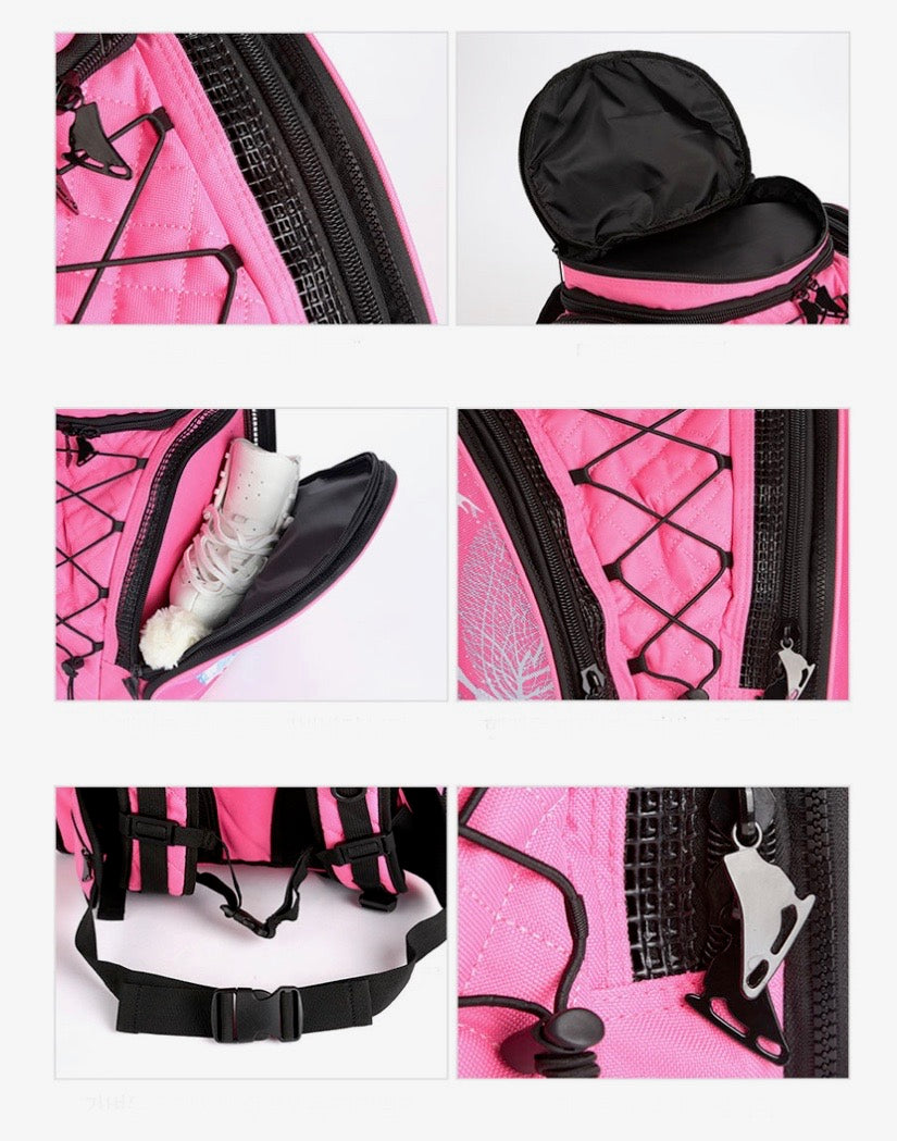 CUBE Skate Backpack Pink with crystals. (for Figure & Inline