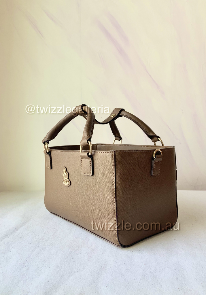 CUBE Saffiano Tote Bag, Sephia