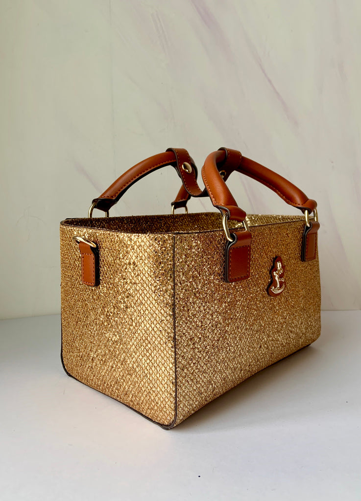 Cube Tote Bag BLING, gold/G